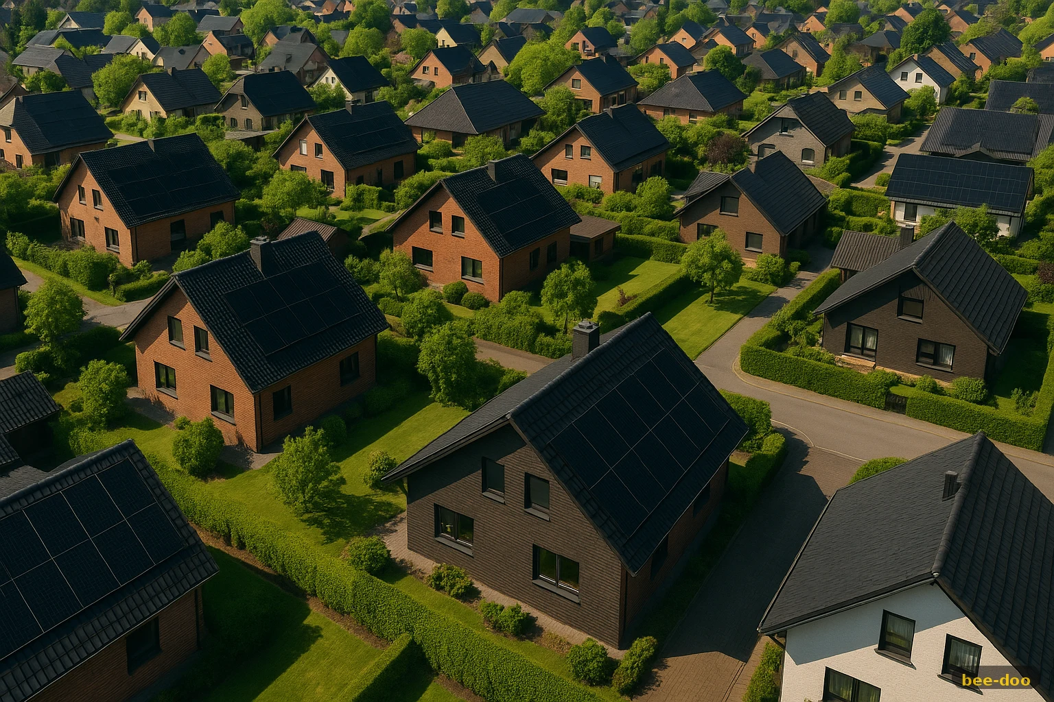 bee-doo 3000+ Anlagen: Solarsiedlung von oben